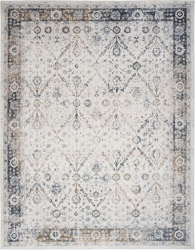 Nourison Home Astra Machine Washable Ivory Blue 7'10" x 10' Area Rug - Easy Clean, Non Shedding, Bed Room, Living Room, Dining Room, Kitchen (8' x 10')