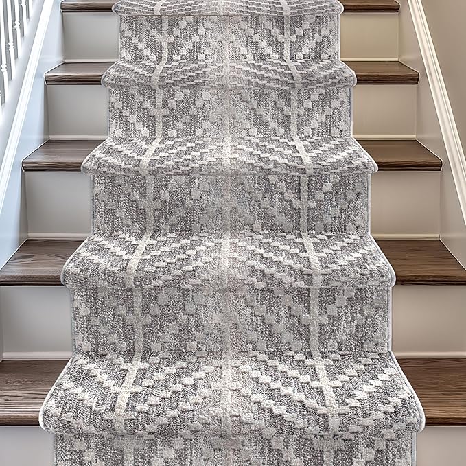 Well Woven Custom Size Hallway & Stair Runner- Harlow Rhodes Taupe 31 Inches Wide x 16 Feet Long Runner (31" x 16') Runner Rug - Contemporary Design, Ultra-Soft, Easy-Clean