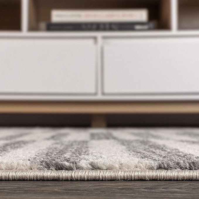 JONATHAN Y Lyla Offset Stripe Gray/Cream Indoor Area Rug, 4x6, Contemporary, Modern, Easy-Cleaning for Living Room, Bedroom, Kitchen, Pet Friendly, Non-Shedding (MOH204A-4)