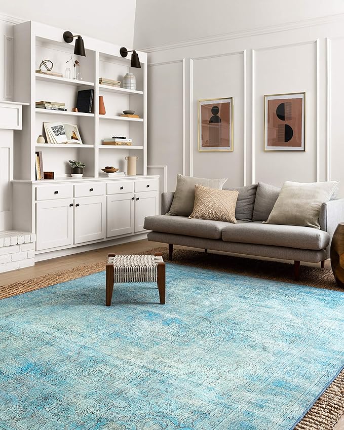 Loloi Loren Collection LQ-08 Aqua 3'-6" x 5'-6" Accent Rug