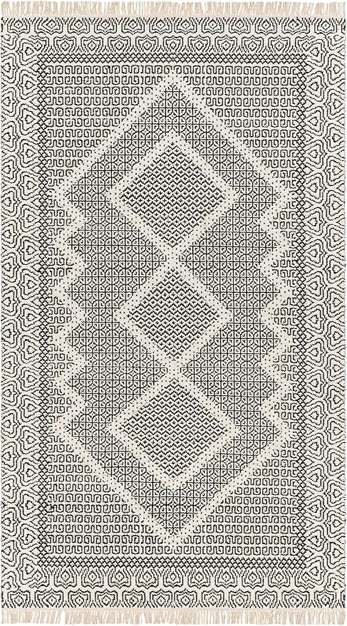 Mark&Day Wool Rugs, 5x7 Nishnabotny Cottage Dark Gray Area Rug, Grey Beige Carpet for Living Room, Bedroom or Kitchen (5' x 7'6")