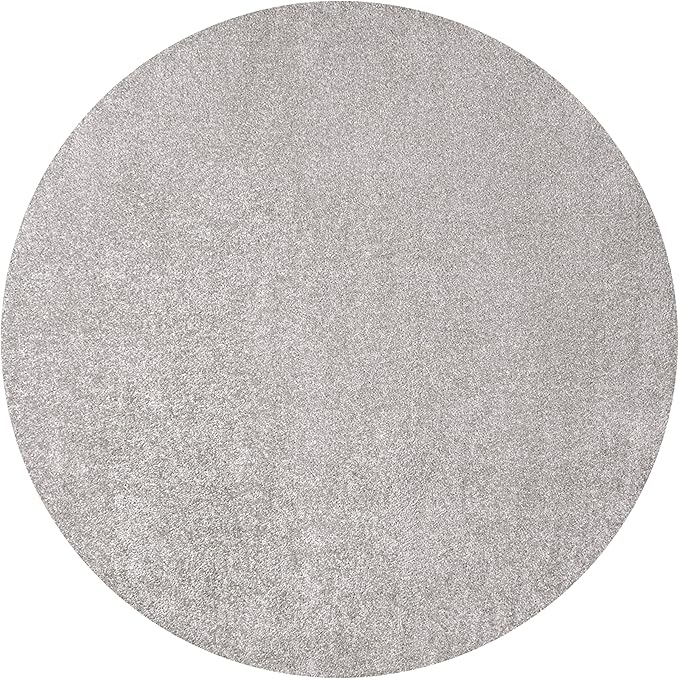 Eyely UES100K-6R Supersoft Haze Solid Low-Pile Indoor Area Rug, Coastal, Bohemian, Minimalist, Classic, Casual for Bedroom,Kitchen,Living Room,Non Shedding,Easy-Washing, Gray, 6' Round