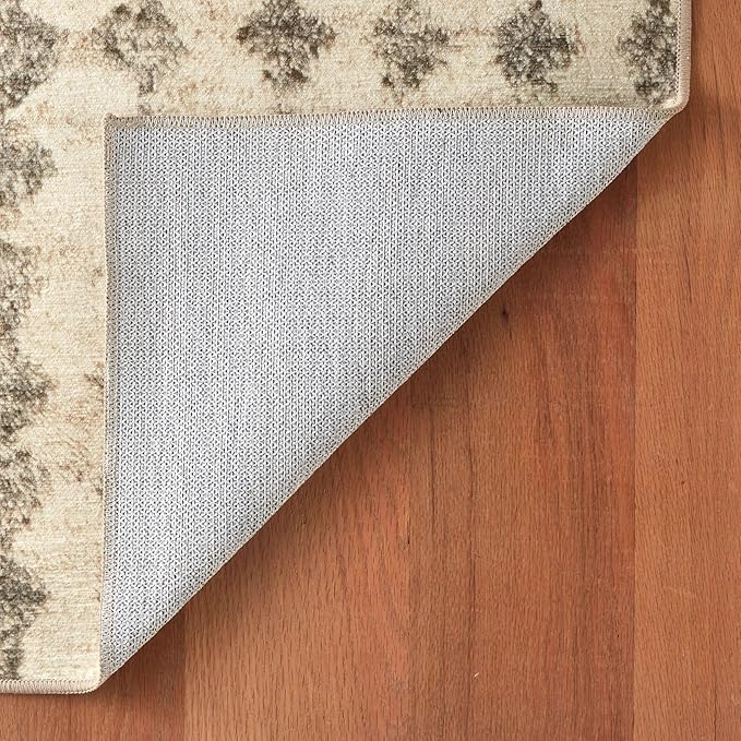 Dash & Albert Izzy Grey Machine Washable Rug, 3 X 5 Feet, Grey Graphic Pattern