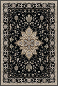 Area Rugs 2'x9' Washable Non-Slip, Floral Vintage Distress Print Pattern Medallion Carpet for Living Room Bedroom Dining Room, Black Brown Neutral Dark Tan