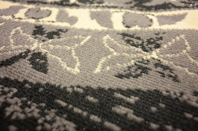 Unique Loom Taftan Collection Border Geometric Tribal Inspired Design Area Rug (8' 0 x 8' 0 Round, Black/ Gray)