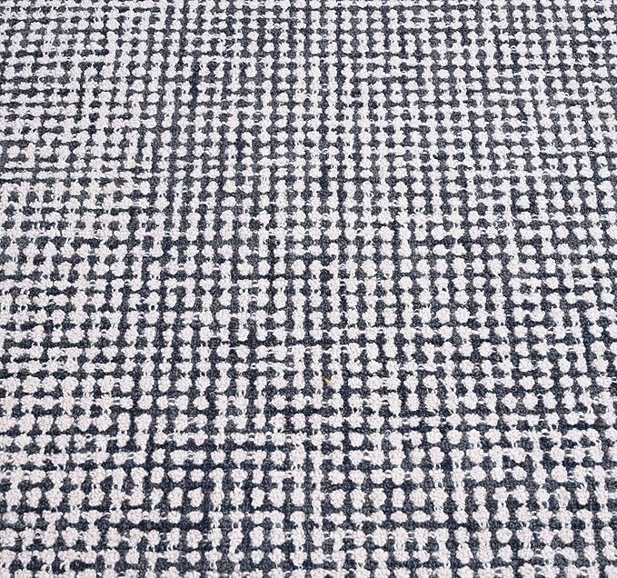 Hand-Tufted 100% Wool Pile Area Rug – Geometric Textured Grid Check Pattern – Thick and Durable Floor Carpet for Bedroom, Living Room, Kids Room, and Dining Area (Charcoal Gray, 5' x 8')