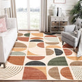 MUJOO Washable Area Rug 6x9,Boho Rugs for Living Room Bedroom Dining Room,Large Throw Floor Carpet Non Slip Soft Modern Abstract Bohemian Terracotta
