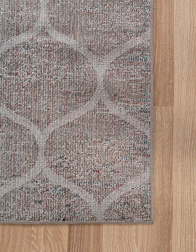 Rugs.com Lattice Frieze Collection Rug – 5' x 8' Blue Multi Medium Rug Perfect for Living Rooms, Large Dining Rooms, Open Floorplans