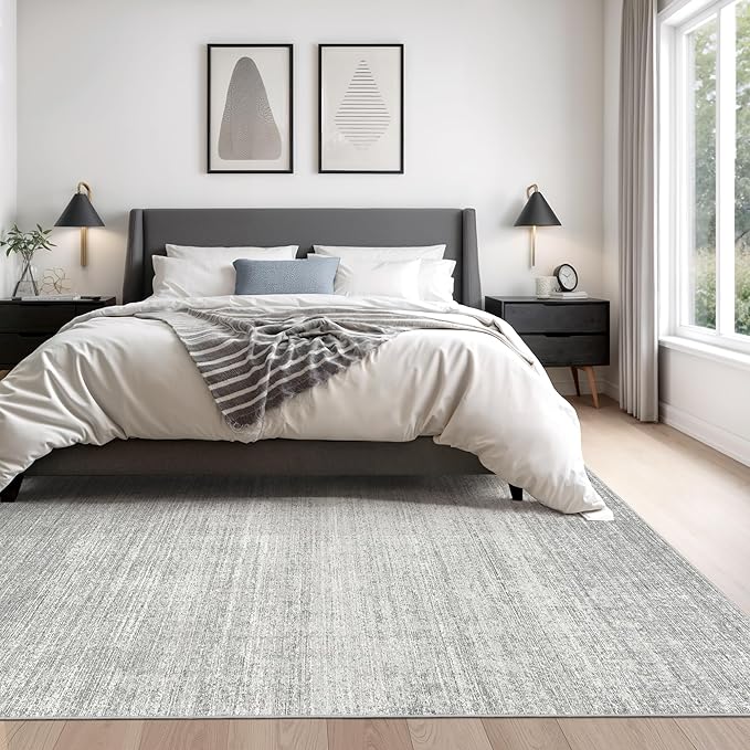 Valenrug Washable Rugs 3x5 - Stain Resistant 3x5 Area Rugs for Living Room, Non Slip Backing Printed Rugs for Bedroom, Folable Machine Washable Area Rug(3'x5', Grey)