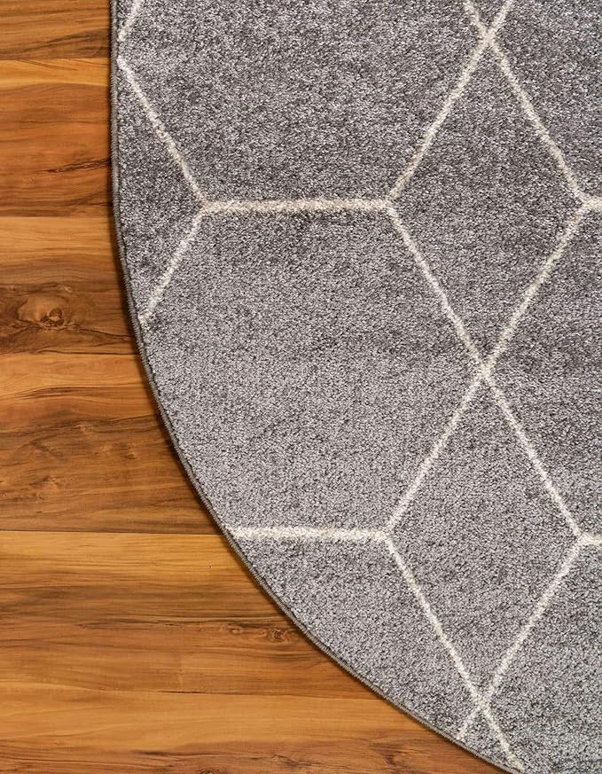 Unique Loom Trellis Frieze Collection Area Rug - Geometric (3' x 5' Oval, Light Gray/ Ivory)