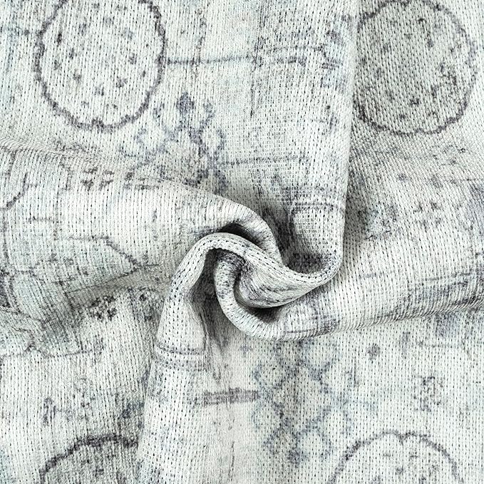 GLN Rugs Traditional Collection - Machine Washable Area Rug, Traditional Washable, Non Slip, Low Pile Chenille Rug, Living Room, Bedroom, Kitchen Rug (4' x 6' Cream/Gray/Sea Salt)