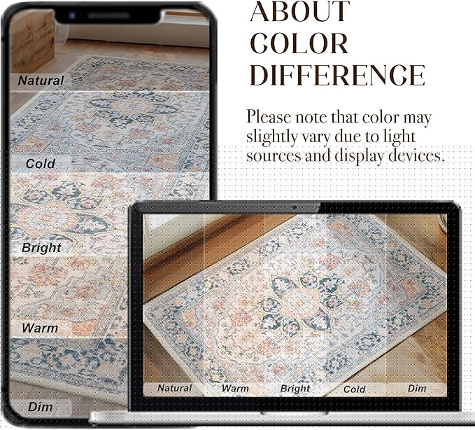 XWZO Runner Rug 2x6ft, Washable Hallway Runner with Non-Slip Backing, Vintage Spill Stain Resistant Floor Mat for Entryway Corridor Bedroom Kitchen, Soft Low-Pile Area Carpet, Colorful