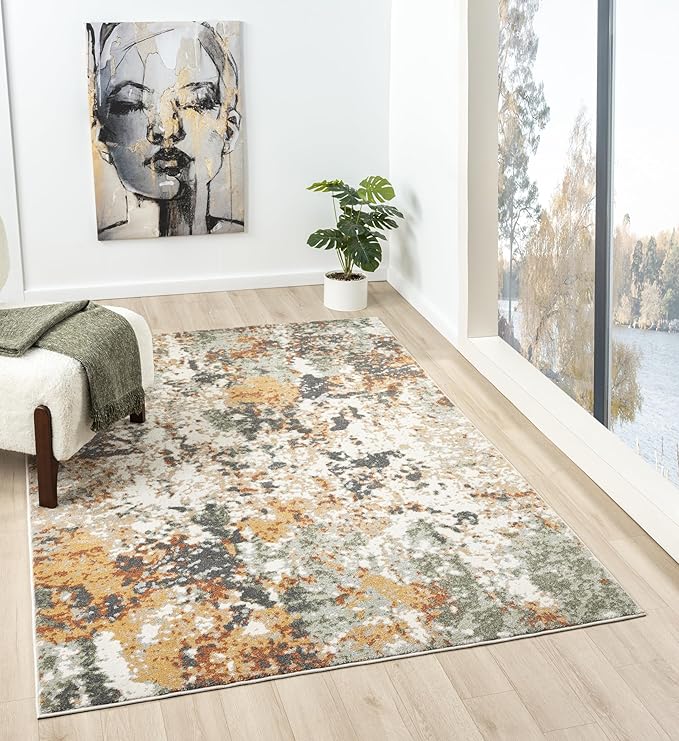 Keen Home Design Area Rugs - 5x8 Non-Shedding, Abstract Rugs for Kitchen, Living Room, Bedroom, Dining Room, Entryway - Size: 5'3" x 7'7", Multi