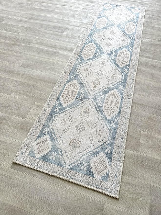 Fame Living Faded Oushak Rug, Turkish Vintage Floral Pastel Large Oversized Area Rugs for Living Room Dining Bedroom Kitchen Bathroom Nursery (852CB, 2' x 3')