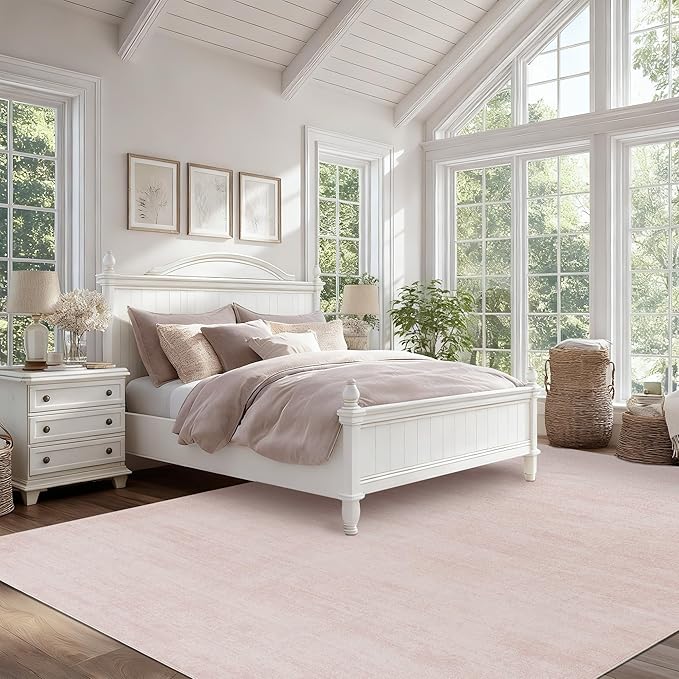 Large Area Rug for Bedroom,Washable Abstract Boho Rugs for Living Room 9x12,Pink