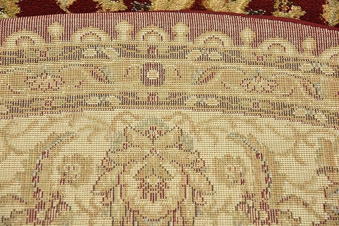 Unique Loom Voyage Collection Traditional Oriental Classic Intricate Design Area Rug (8' 0 x 8' 0 Round, Red/Gold)