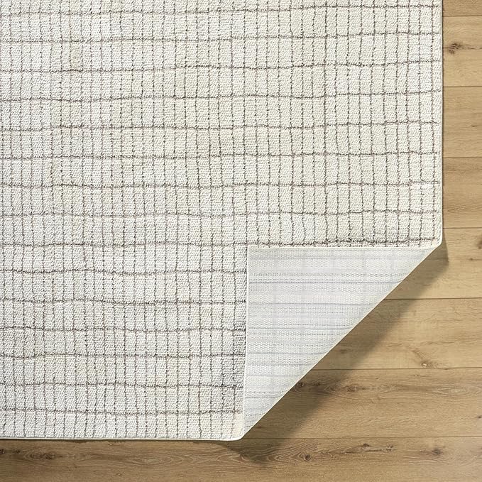 Livabliss x Our PNW Home Cascade Minimalist Striped Area Rug, 10' x 14', Ivory/Light Brown