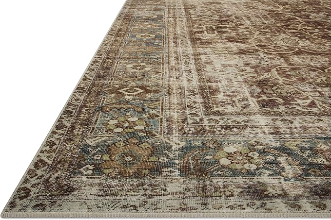 Loloi Magnolia Home by Joanna Gaines Sinclair Collection SIN-01 Rust/Lagoon 8'-6" x 11'-6", .25" Pile Height, Machine Washable, Area Rug