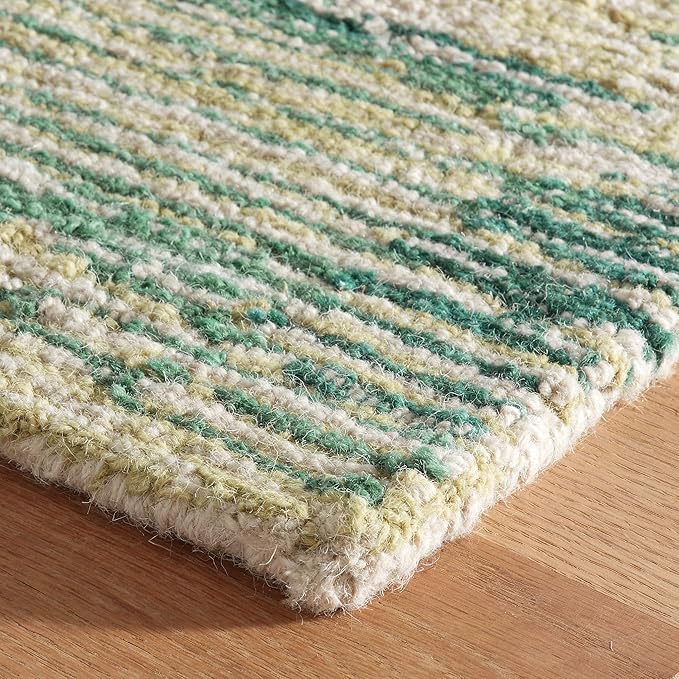 Dash & Albert Ladycross Green Hand Hooked Wool Rug, 8.5 X 11.5 Feet, Green Graphic Pattern