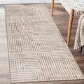 ReaLife Rugs Machine Washable Area Rug Runner - Living Room Bedroom Bathroom Kitchen Entryway Office - Non-Slip Baking Low Pile Stain Resistant Premium - Modern Geometric - Finn - Beige 2'6" x 6'