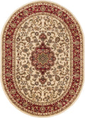 Well Woven Barclay Collection Medallion Kashan Ivory 6x9 Oval Rug - for Living Room, Bedroom, and Dining Room
