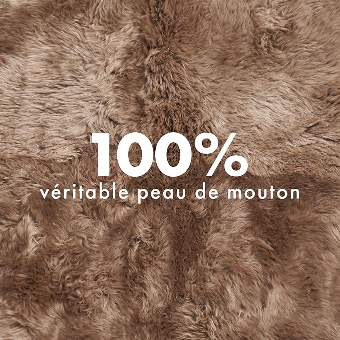 Real Sheepskin Rug 4x6 ft | Sheepskin Rugs for Living Room and Sofa | Large Bedside Rugs for Bedrooms is Breathable & Heat-regulating in Color Light Brown