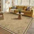 HUGEAR 5x7 Machine Washable Area Rugs Vintage Brown - Neutral Living Room Bedroom Rug Non Slip Stain Resistant Low Pile Aesthetic Throw Carpet Kids & Pet Friendly