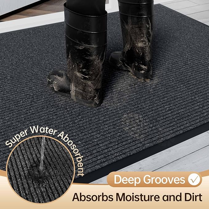 Amyracel Front Door Mat Indoor Outdoor Entrance, 48" x 72" All-Season Waterproof Doormat for Enterway, Heavy Duty Commercial Floor Mat, Fade Resistant, Rubber Back, Low Profile, Easy Clean