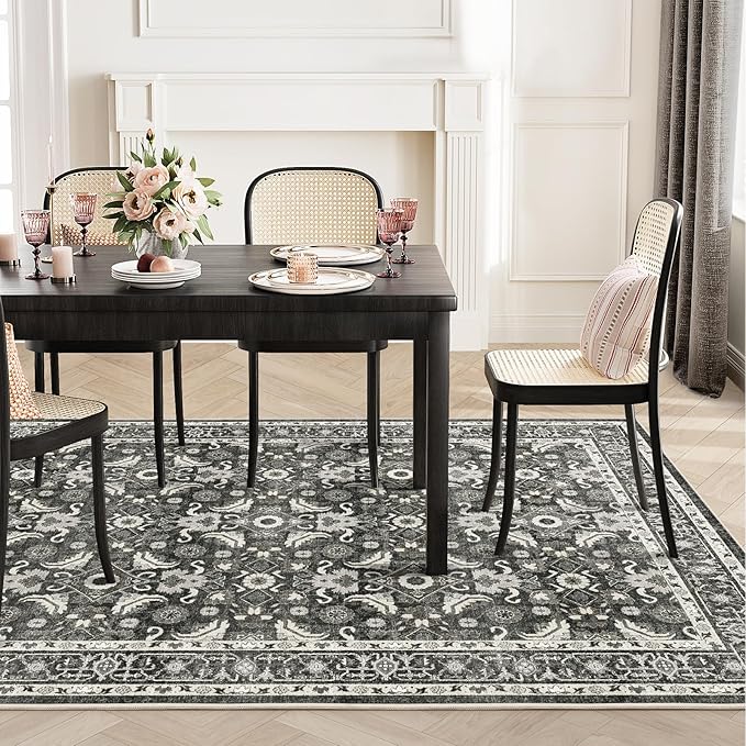 WITSHOCK Living Room Area Rugs 8x10: Soft Non-Slip Backing Washable Rugs Vintage Large Carpet for Bedroom Office Dining Room Kitchen Stain Resistant Home Decor Rug