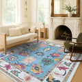 Fame Living Colorful Oushak Rug, Modern, Vintage, Turkish, Eclectic, Floral, Pastel, Washable, Extra Large Area Rugs for Living Room, Dining, Bedroom, Lounge, 9'x12'