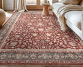 Well Woven Asha Rome Red 7'7" x 9'10" Area Rug - Oriental Floral Pattern, Easy Clean, Floor-Friendly Backing - for Living Room, Bedroom, and Dining Room