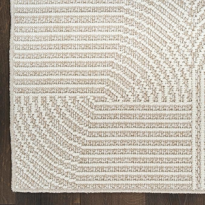 Nourison Home Textured Home Beige Ivory 7'10" x 9'10" Area Rug - Easy Clean, Non Shedding, Bed Room, Living Room, Dining Room, Kitchen (8' x 10')