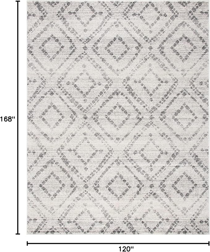 SAFAVIEH Adirondack Collection Area Rug - 10' x 14', Light Grey & Grey, Modern Diamond Distressed Design, Non-Shedding & Easy Care, Ideal for High Traffic Areas in Living Room, Bedroom (ADR131C)