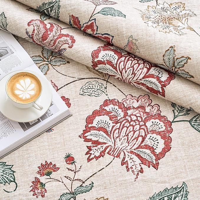 jinchan Elora 3x5 Floral Rug for Entryway Washable Kitchen Rug Vintage Romance Design Small Mat Non Slip Indoor Doormat Lightweight Low-Profile Throw Carpet for Bathroom Laundry Room, Red/Beige