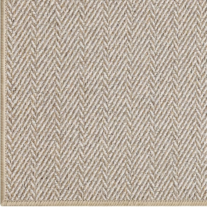 LUMI Ultra Thin Indoor Door Mat for Entrance 48"x72", Non Slip Entryway Mat, Low Profile Doormat, Unique Herringbone Design Carpet for Inside, Patio, Porch, Beige