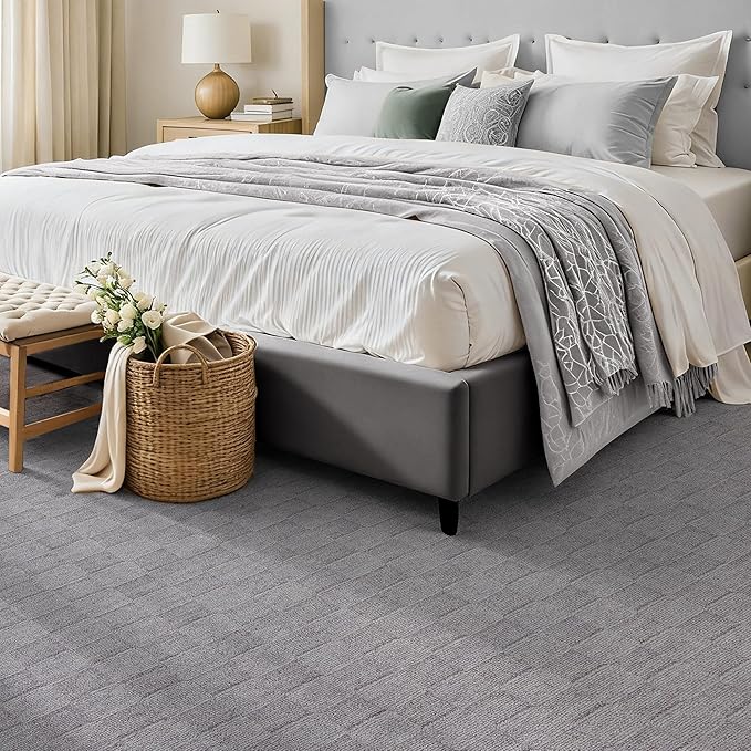 ANSSO Wool Area Rugs 9x12 Living Room,80% Merino Wool and 20% Cotton Soft Tufted Area Rug with Cotton Non-Slip Backing,Large Area Rug for Bedroom Bedroom, Dining and Home Office (Deep Gray)