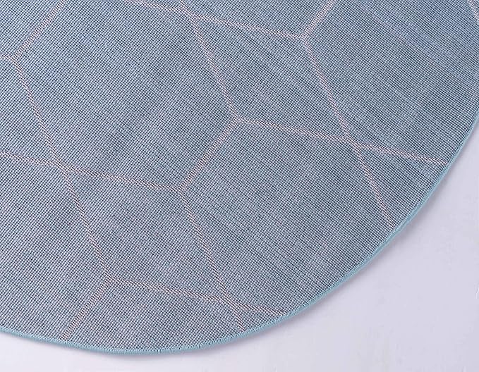 Unique Loom Trellis Frieze Collection Area Rug - Geometric (5' 1" Round Light Blue/Ivory)