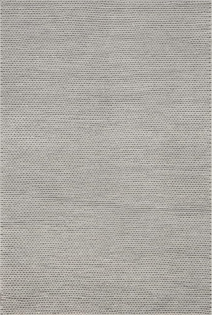 Nuloom Penelope Light Grey/Ivory, 9'6" x 13'6", Hand-Braided, Wool & Cotton, Soft and Textured, High Traffic, Stain Resistant, Easy Clean, Durable Area Rug for Bedroom, Living Room, Dining, Entryway