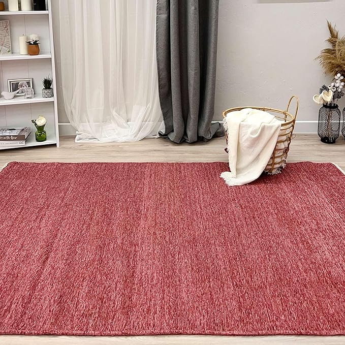 Alfa Rich 4x6 Dark Pink Washable Area Rugs for Living Room Bedroom Kitchen Girls Cotton Decor Rug
