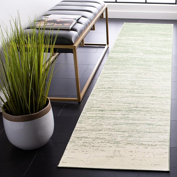 SAFAVIEH Adirondack Collection Runner Rug - 2'6" x 6' Runner, Sage & Ivory, Modern Ombre Design, Non Shedding & Easy to Clean, Ideal for Hallway, Foyer, Kitchen, Entryway, Bedroom (ADR113X)