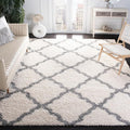SAFAVIEH Dallas Shag Collection Area Rug - 10' x 14', Ivory & Grey, Trellis Design, Non-Shedding & Easy Care, 1.5-inch Thick Ideal for High Traffic Areas in Living Room, Bedroom (SGD257F)