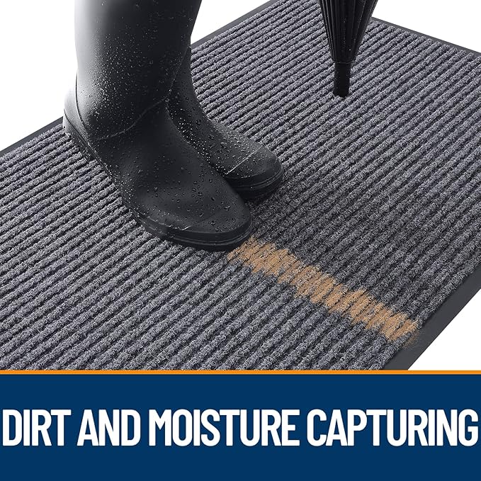 OLANLY Front Door Mat Indoor Outdoor Entrance, Waterproof Heavy Duty Doormat, Fade Resistant, Low Profile, Easy Clean Patio Porch Welcome Floor Mats for Entry, 47x17, Grey