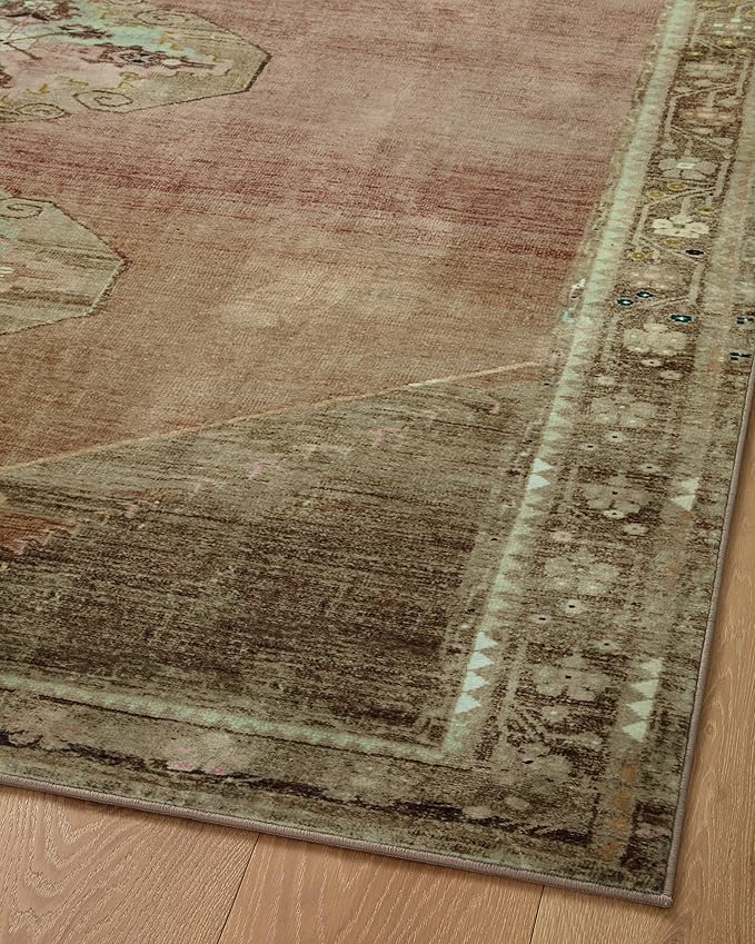 Loloi Magnolia Home by Joanna Gaines Sinclair Collection SIN-06 Clay/Tobacco 5'-0" x 7'-0", .25" Pile Height, Machine Washable, Area Rug