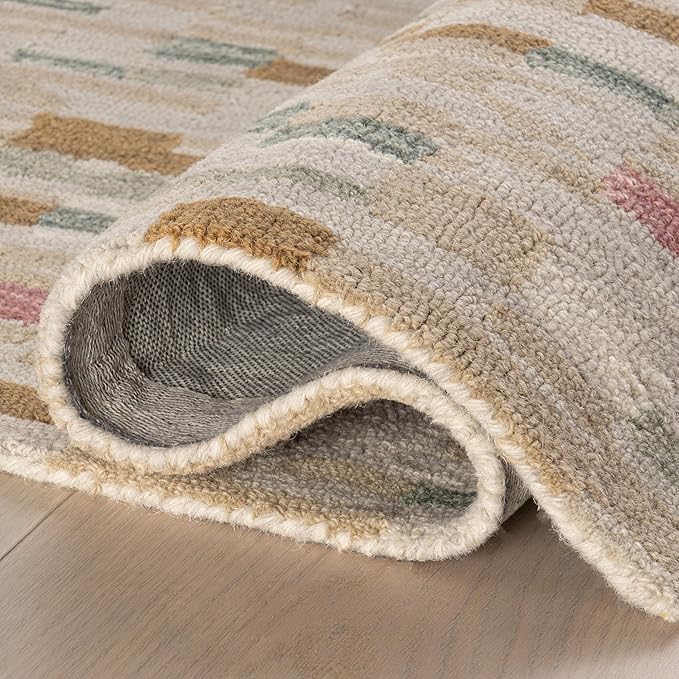 Dash & Albert Ashmore Multi Hand Micro Hooked Wool Rug, 2.5 X 8 Feet, Multicolored Geometric Pattern