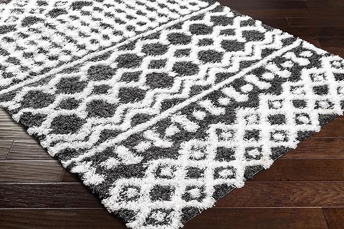 Livabliss Hapsburg Moroccan Shag Area Rug,9'3" x 12',Black/White