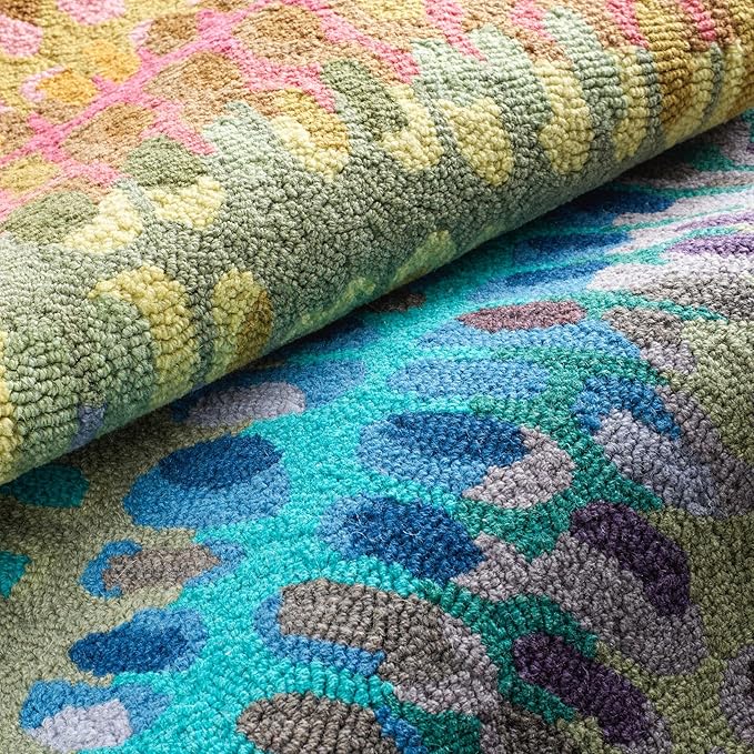 Dash and Albert Paint Chip Wool Area Rug - 2' x 3' Multicolor Graphic Hand Micro Hooked Accent Rug - Durable, High Traffic Areas Hallway, Living Room, Stairs