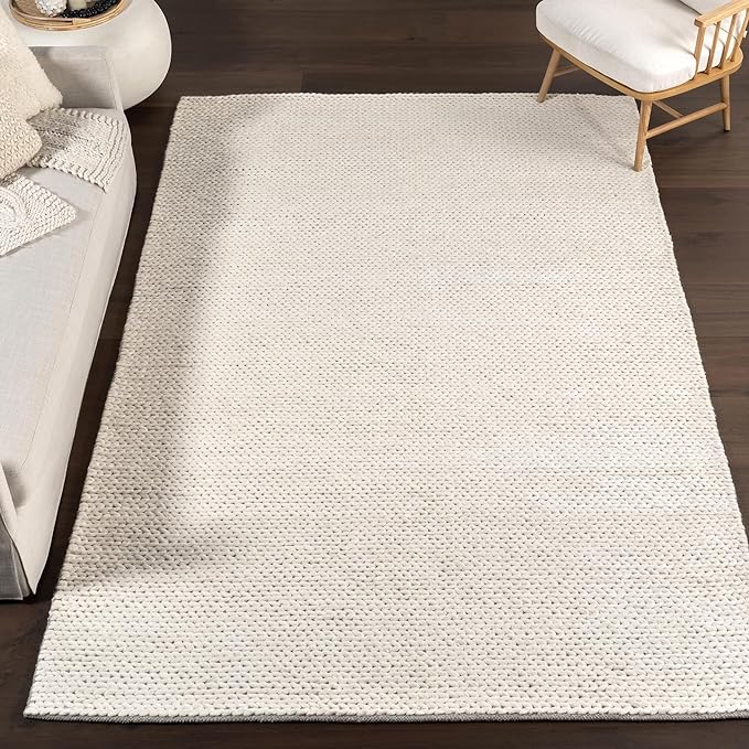 Nuloom Penelope Off-White/Ivory, 6' x 9', Hand-Braided, Wool & Cotton, Textured and Dense, High Traffic, Stain Resistant, Easy Clean, Durable Area Rug for Bedroom, Living Room, Dining, Entryway