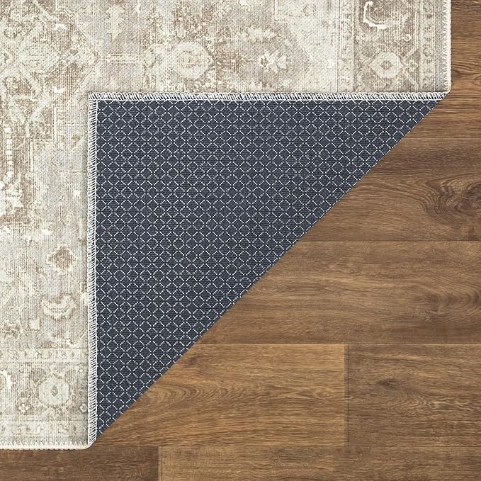 Bloom Rugs Washable Non-Slip 10x14 Rug - Beige/Gray Traditional Oriental Area Rug for Living Room, Bedroom, Dining Room, and Kitchen - Exact Size: 10' x 14'
