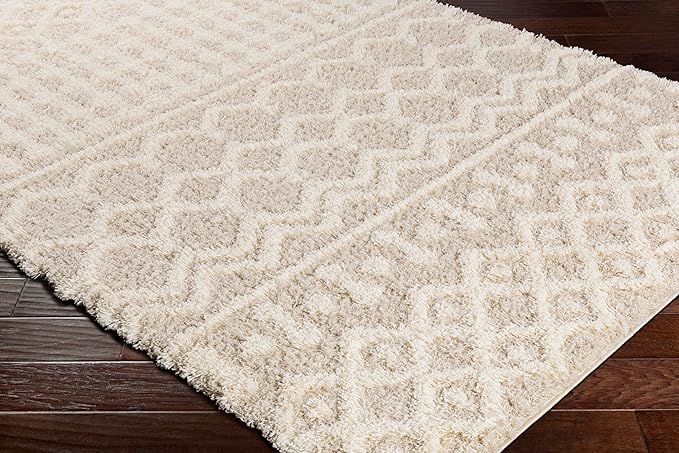 Livabliss Hapsburg Moroccan Shag Area Rug, 6'7" Round, Beige