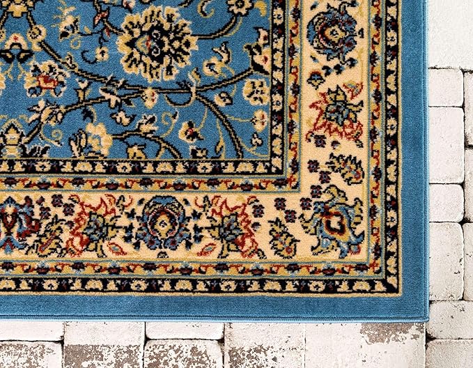 Unique Loom Sialk Hill Collection Area Rug - Washington (7' x 10' Rectangle Light Blue/Navy Blue)